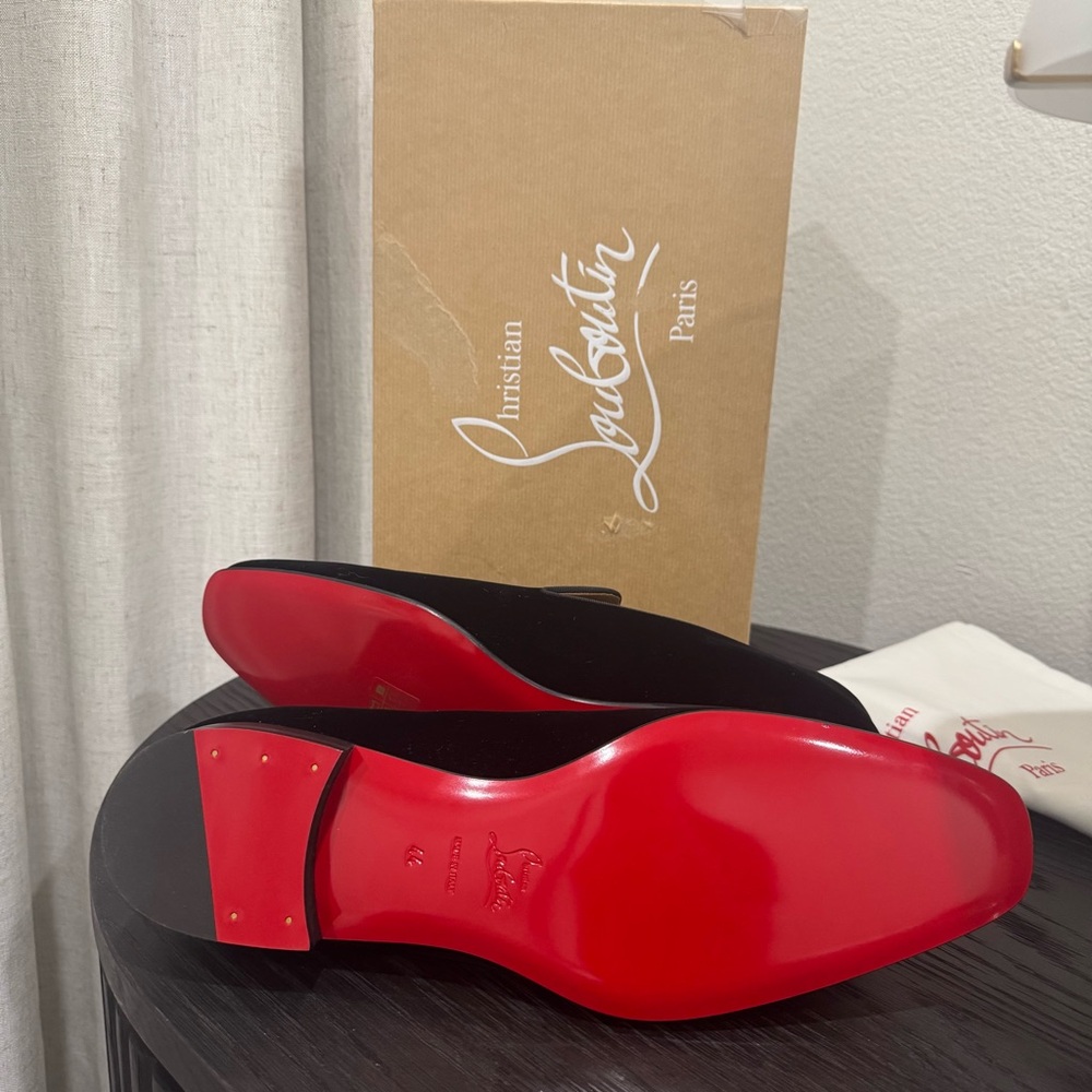 Christian Louboutin Dandelion Loafer Velvet Black 44 - Picture 8 of 9